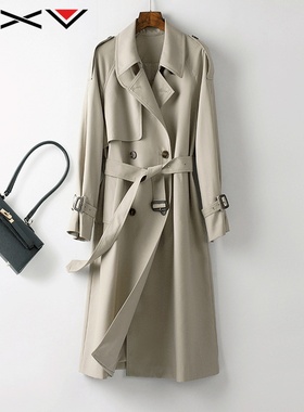 BXV系带风衣女中长款2025春季新款高级感长过膝大衣休闲外套经典