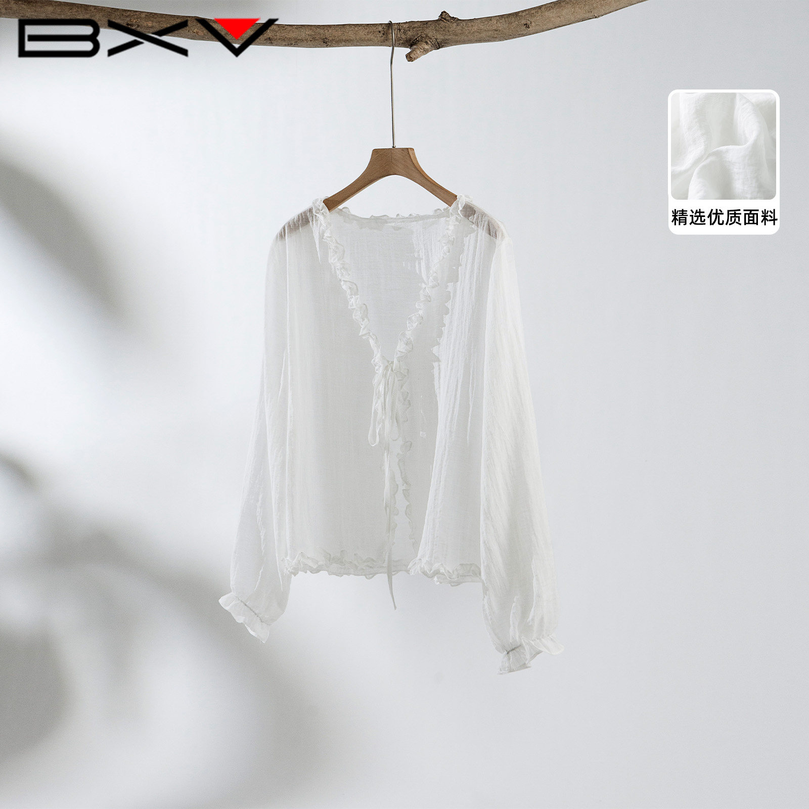 BXVV领宽松系带防晒衬衫女