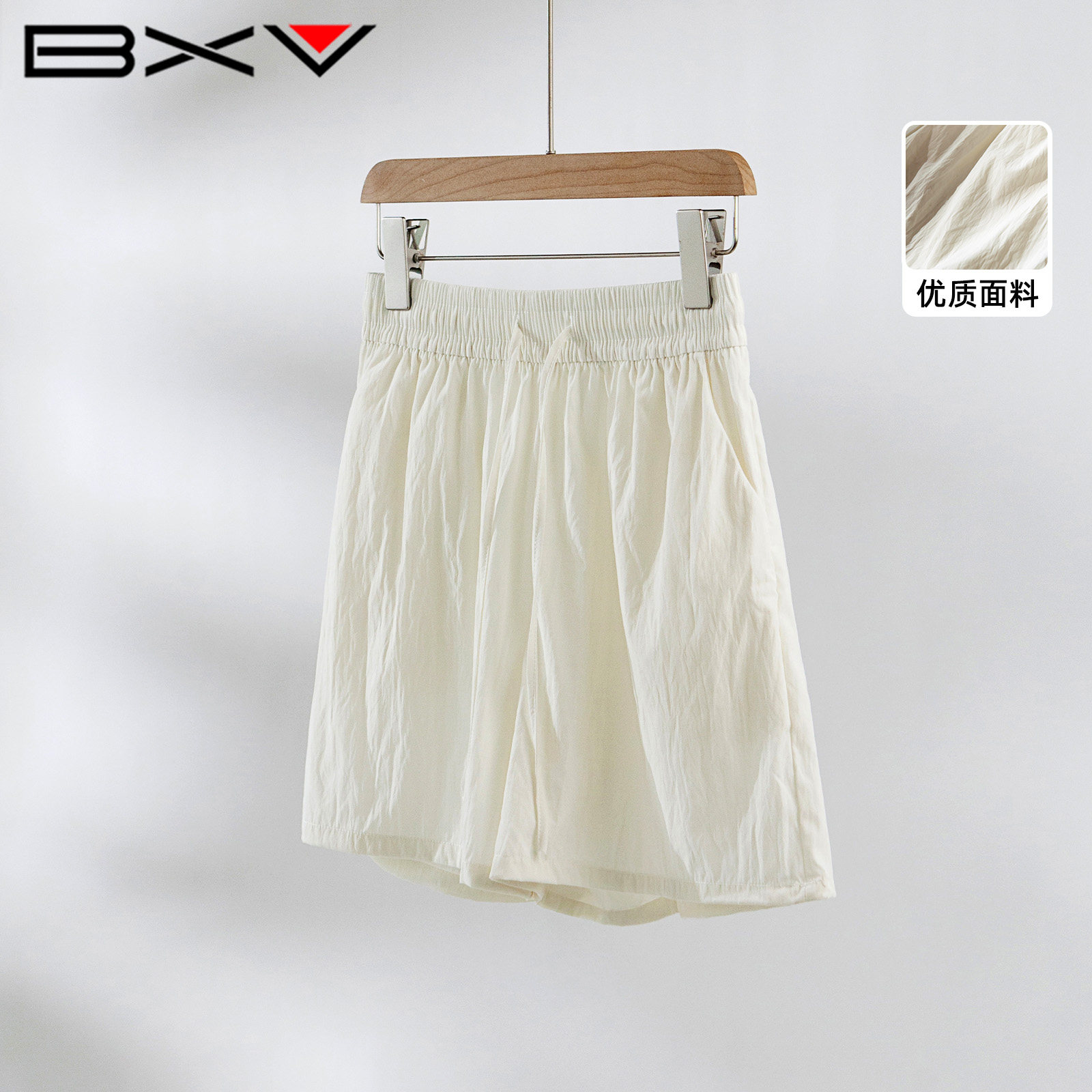 BXV夏季高腰抽绳阔腿短裤女
