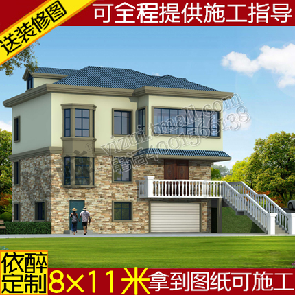 带车库三层带阁楼独栋自建房别墅图纸设计建筑住宅施工方案效果图