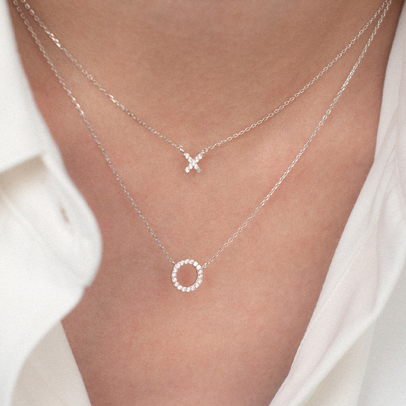 MISS ANNA简约精致几何图案锁骨链OL时尚百搭银饰项链情人节礼物