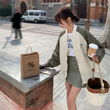 现货时尚流行撞色拉链宽松棒球服外套297-056，女装短外套，艾艾淮淮