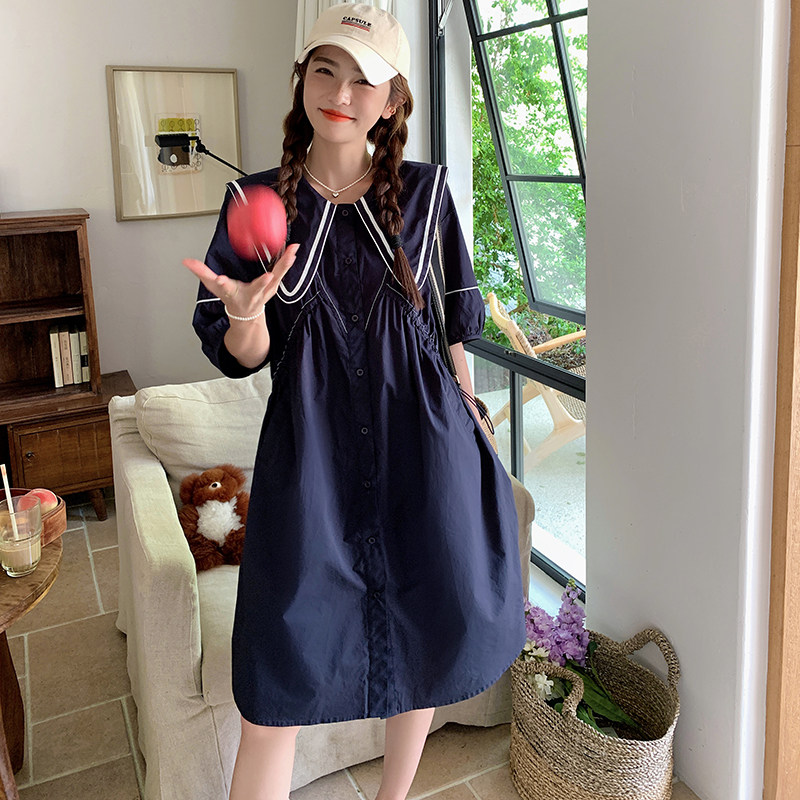 学院风海军领连衣裙女夏设计感2025新款元气少女宽松漂亮娃娃裙子图片