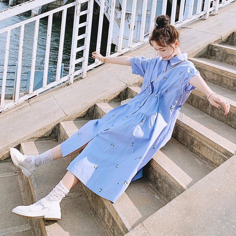 现货衬衫刺绣宽松连衣裙297-7753-P115-K168，女装连衣裙，艾艾淮淮