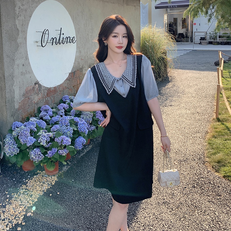 现货假两件拼接小个子连衣裙297-7991-P95-K148，女装连衣裙，艾艾淮淮