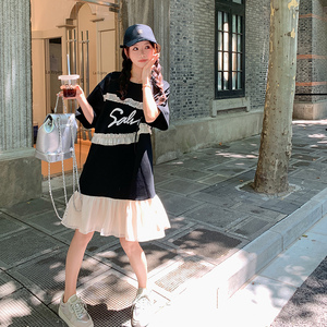 现货 花边 拼接 荷叶边 假两件连衣裙297-286-P105-K158,女装连衣裙,艾艾淮淮