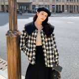 现货格子小个子毛呢宽松显瘦外套297-8067，女装毛呢外套，艾艾淮淮