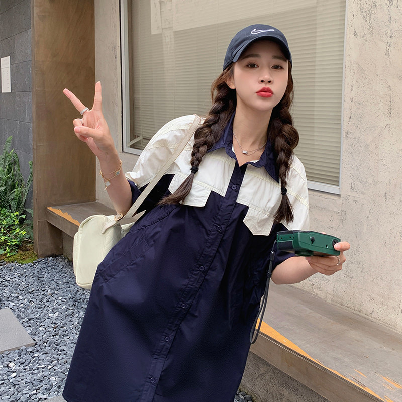 现货撞色抽绳宽松设计感连衣裙297-192-P115-K168,女装连衣裙,艾艾淮淮