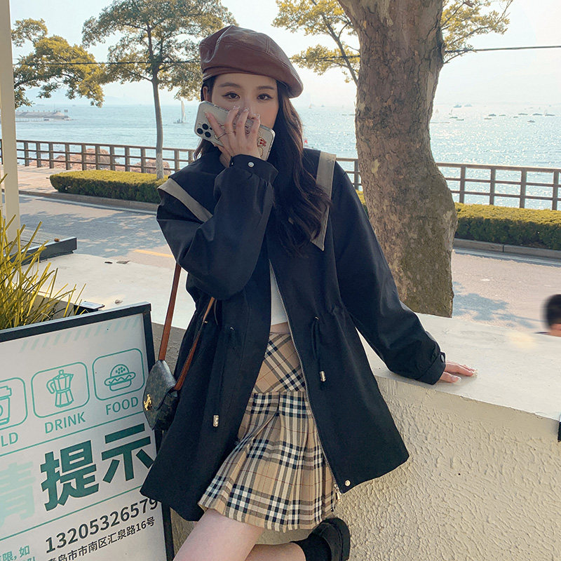 现货秋季大码收腰显瘦时尚娃娃领外套297-8030-P135-K188,女装短外套,艾艾淮淮