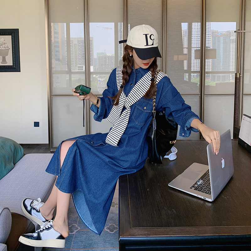 现货牛仔连衣裙初秋高级感修身连衣裙配披肩297-8029，女装连衣裙，艾艾淮淮