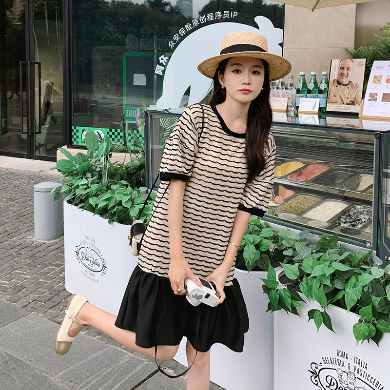 现货夏季新款拼色条纹显瘦连衣裙297-265-P95-K148,女装连衣裙,艾艾淮淮
