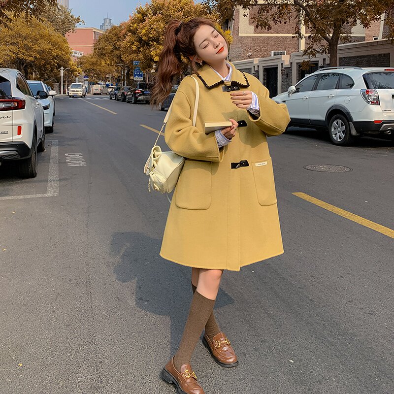 现货流行皮扣装饰学院风毛呢外套297-8069-P175-K258,女装毛呢外套,艾艾淮淮