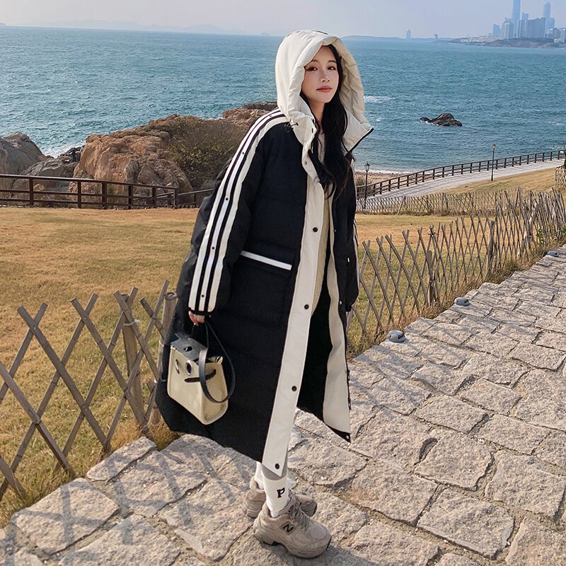 现货90绒宽松休闲长款过膝连帽羽绒服297-8136-P325-K478,女装羽绒服,艾艾淮淮