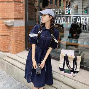 小个子撞色polo连衣裙女2023夏季新款法式茶歇学院风高级感衬衫裙图片