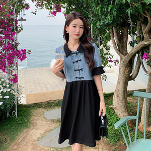 现货新款复古夏季牛仔拼接连衣裙297-171-P115-K168图片