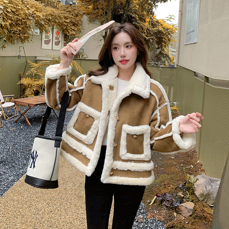 现货秋冬加厚短款皮毛一体297-8105-P175-K258,女装棉衣/棉服,艾艾淮淮