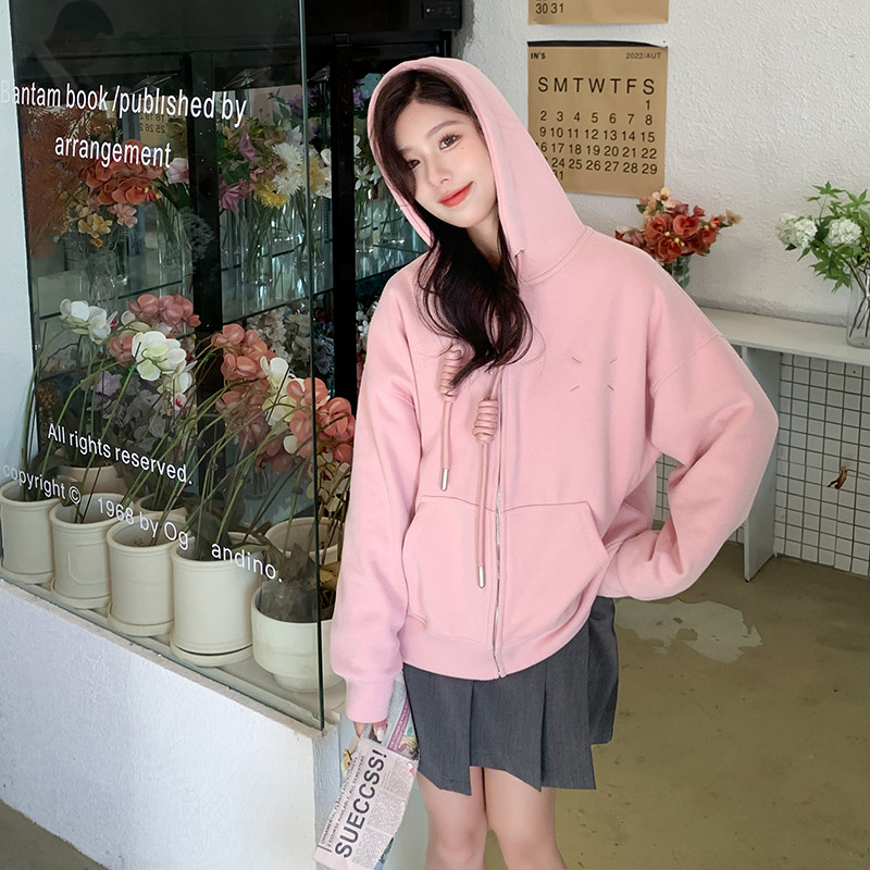 现货刺绣连帽卫衣宽松外套297-025,女装短外套,艾艾淮淮
