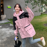现货复古港风韩系粉色短外套297-035，女装风衣，艾艾淮淮