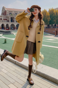 现货 流行皮扣装饰学院风毛呢外套297-8069-P175-K258图片