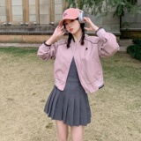 现货小个子法式夹克棒球服皮衣外套297-051，女装短外套，艾艾淮淮
