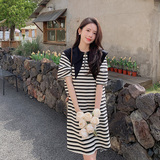 现货两色法式娃娃领宽松连衣裙297-122-P105-K158，女装连衣裙，艾艾淮淮