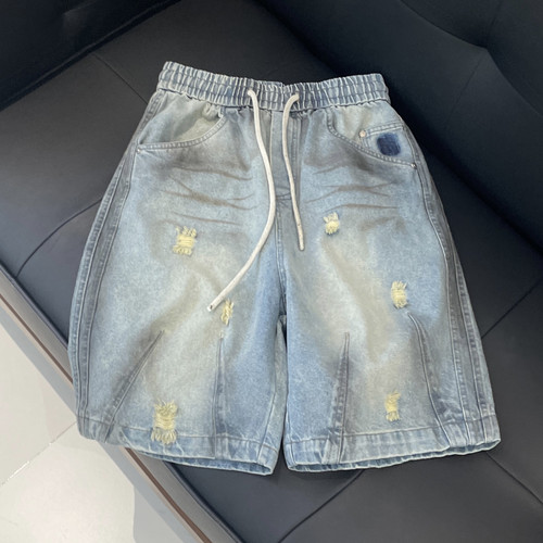 复古水洗泥染做旧破洞牛仔短裤潮