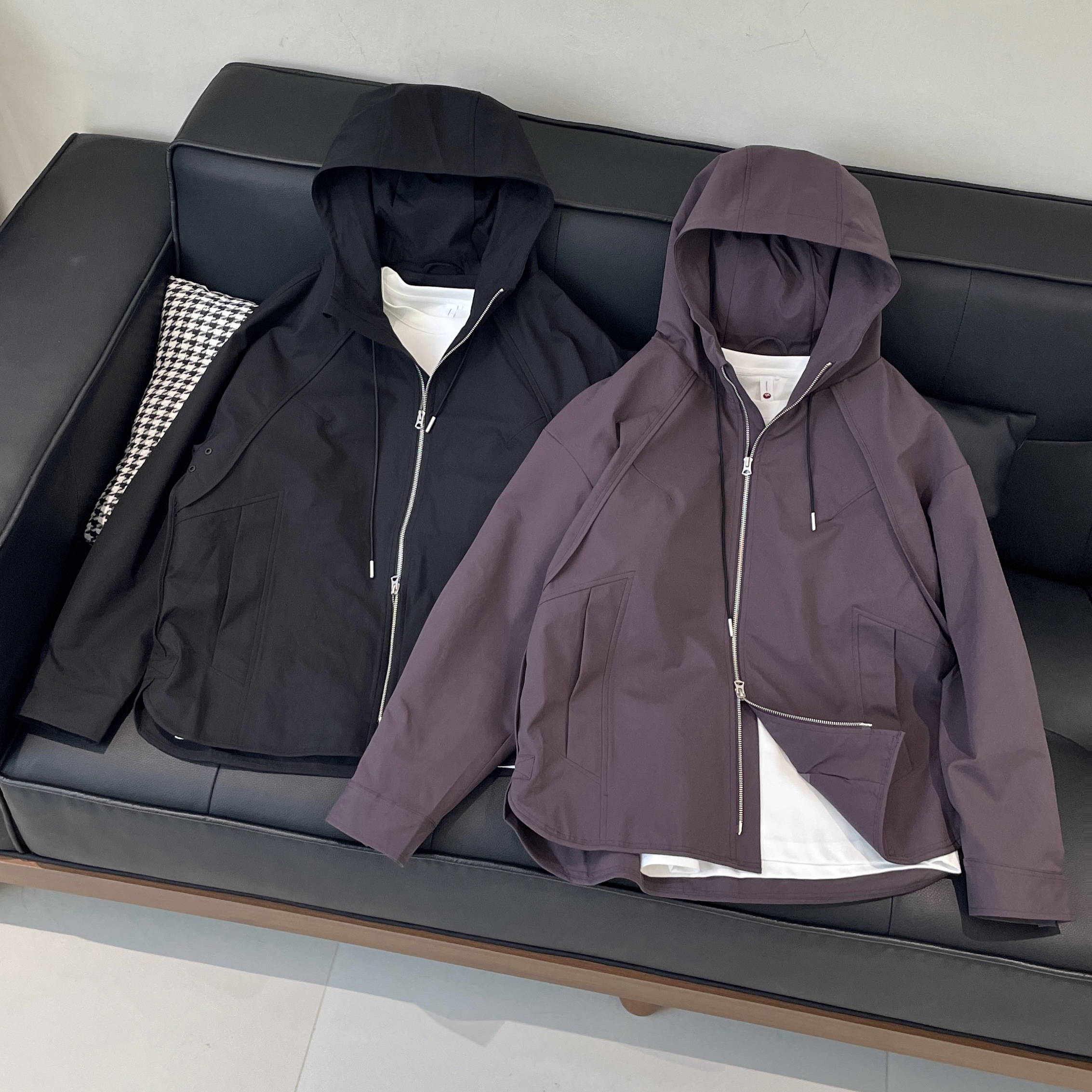 结构剪裁连帽夹克廓形休闲外套潮