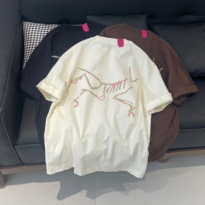 潮牌彩绘涂鸦字母印花大码短袖T