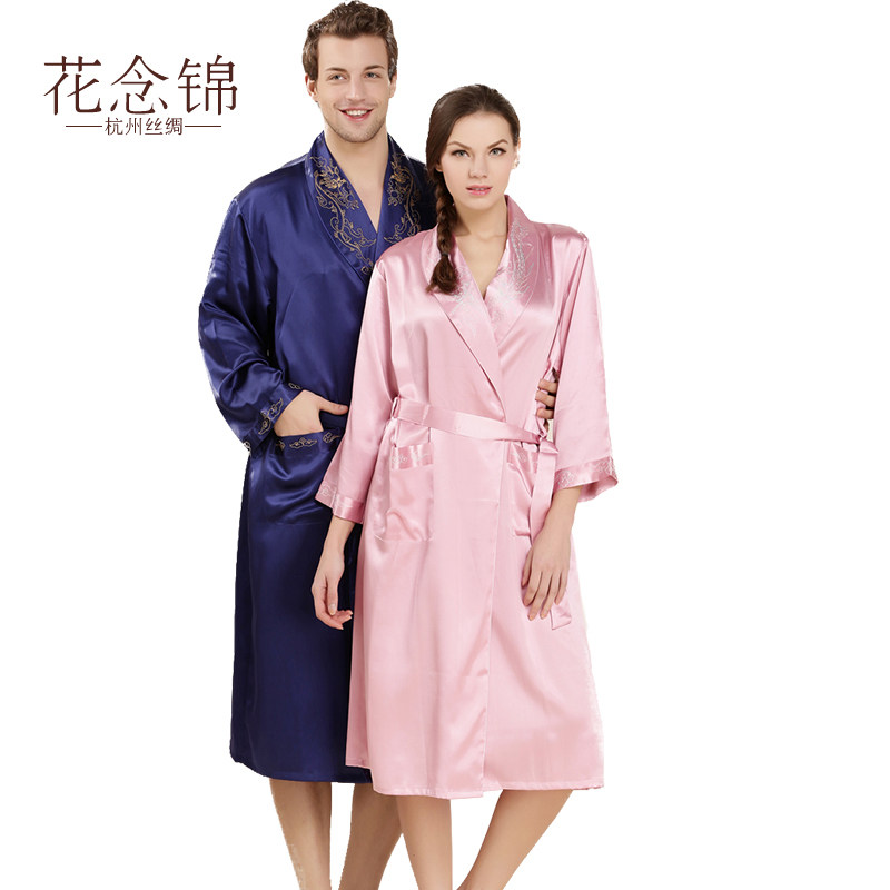 情侣桑蚕丝浴袍家居服