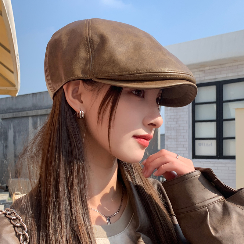 前进帽休闲英伦女秋冬季