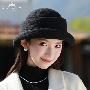 法式赫本风礼帽女秋冬季时尚百搭优雅气质渔夫帽子显脸小保暖盆帽