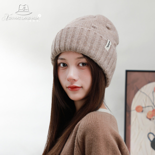 护耳毛线帽子女日系时尚针织帽秋冬季韩版百搭保暖加厚冷帽防寒潮