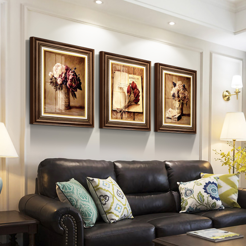 美式客厅背景墙装饰画玄关挂画