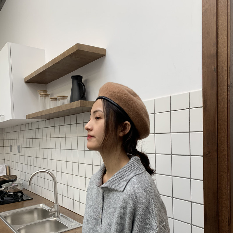 画家蓓蕾帽子贝雷帽羊毛呢法式