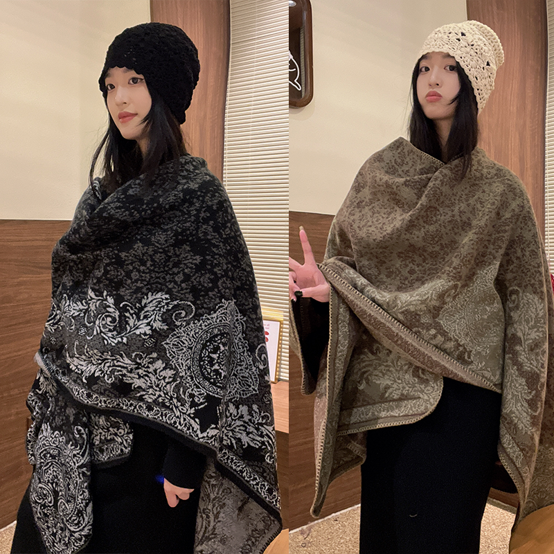 波西米亚民族风复古披肩女外搭春秋川西云南旅游拍照披风斗篷秋冬