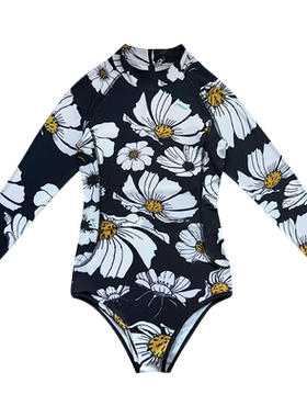 WAVE 2024夏季新款花语系列水母服长袖连体冲浪潜水度假泳衣女子