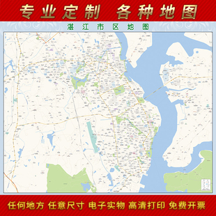 2026新款湛江市城区地图办公室挂图高清防水墙壁装饰实物推荐定制