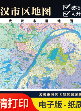 2025新款武汉市城区地图办公室挂图高清防水墙壁装饰实物推荐定制