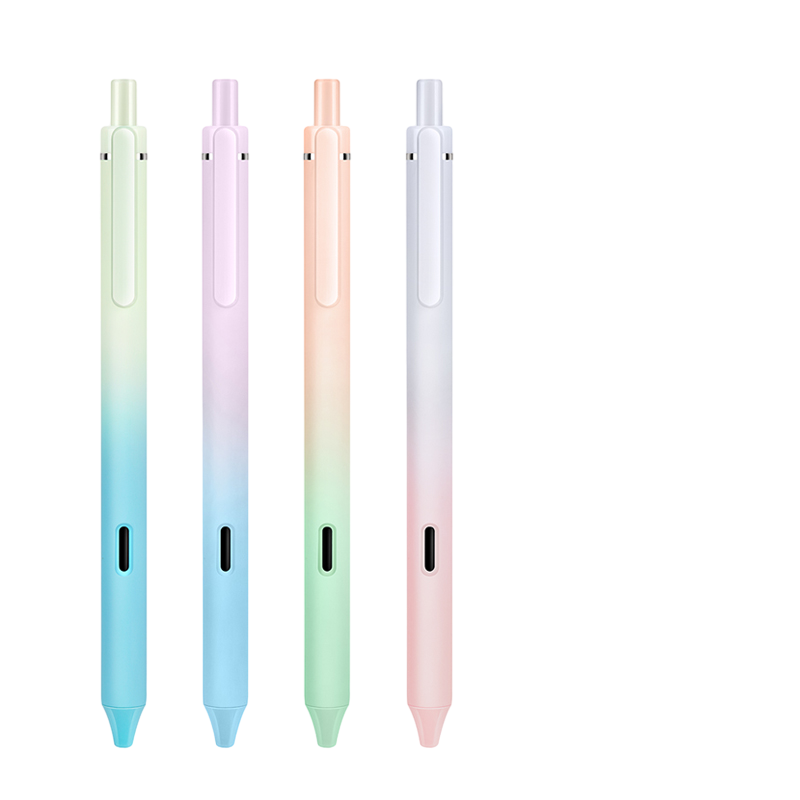 点石极光静音按动中性笔高颜值按动无声速干签字笔圆珠笔子弹头0.5黑色渐变色ins学生用顺滑考试碳素笔水性笔