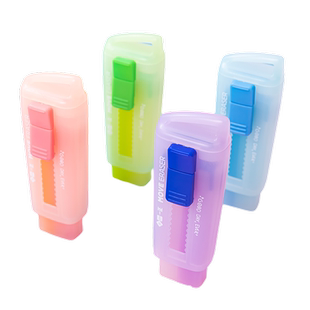 一正推拉橡皮水晶糖果色创意可爱推动式伸缩铅笔擦渐变色可换替芯橡皮擦少碎屑儿童学生用擦的干净象皮文具