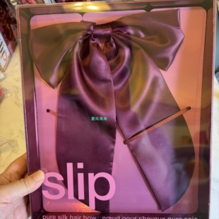 slip 重磅真丝 超大蝴蝶结 发圈发带 发饰 酒红色