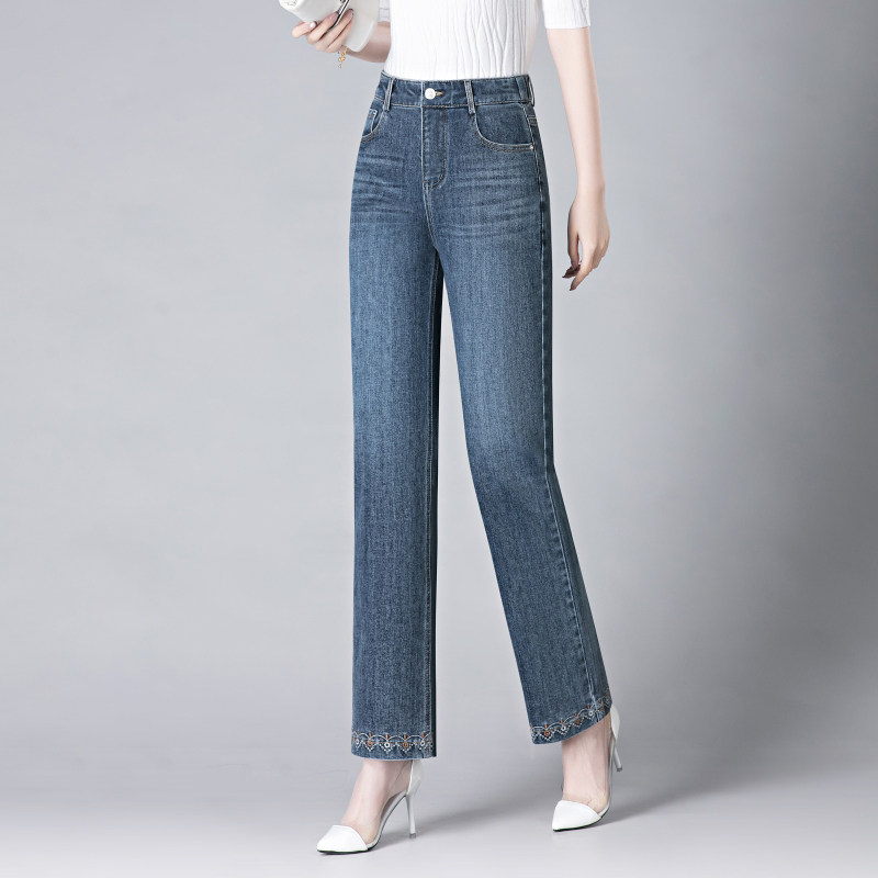 逸阳女裤2026春秋新款品牌折扣店牛仔裤时尚高腰百搭九分直筒裤子