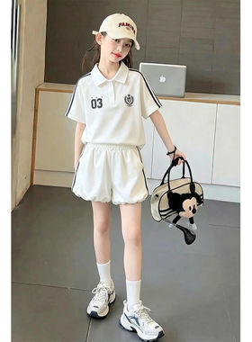大童女夏季学院风POLO运动套装