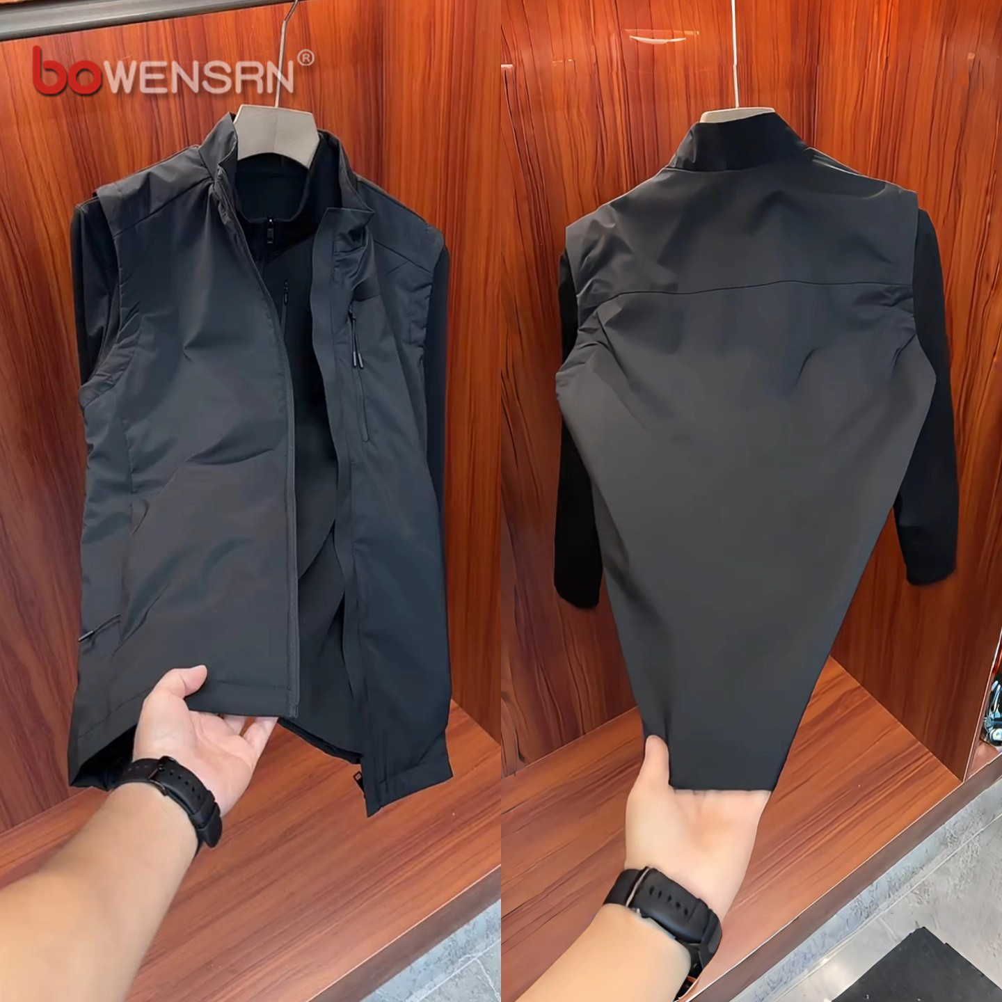 潮牌黑色马甲外套男士2025年新款春秋冬季爆款无袖背心冲锋衣男款,男装,常规马甲,淘宝优惠券,粉丝福利购,淘宝优惠卷