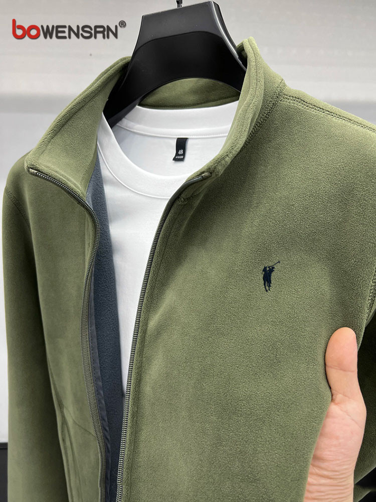 高端摇粒绒开衫卫衣男士外套春秋季2025新款休闲保罗夹克男款秋冬