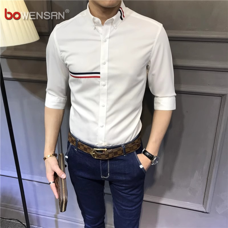 高端冰丝短袖衬衫男士2024年夏季新款高级感英伦风痞帅气衬衣男款