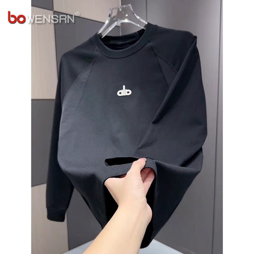 欧货刺绣结构卫衣男士2025新款春秋冬季高级感时尚圆领打底衫男款