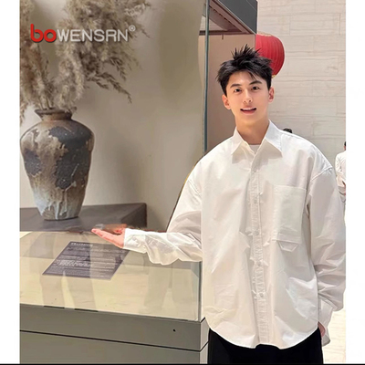 白色防晒衬衫男士长袖2025新款春夏季薄款高级感短袖衬衣男款外套