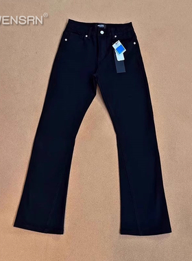 高端黑色弯刀牛仔裤男士2025新款春夏季薄款男裤直筒微喇裤子男款