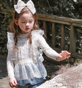 2022韩版女童网纱花边背心罩衫秋款童装女孩公主蕾丝马甲外搭上衣